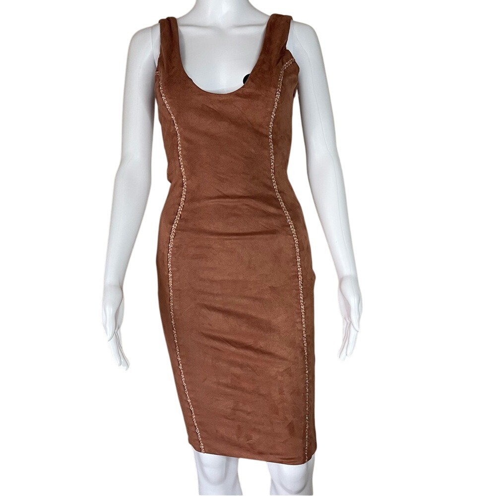 House of CB London Alanis Copper Suede Bodycon Dress XS